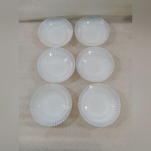 Mac-Beth Evans Monax Petalware Depression Glass 6 Cereal Bowls Vintage